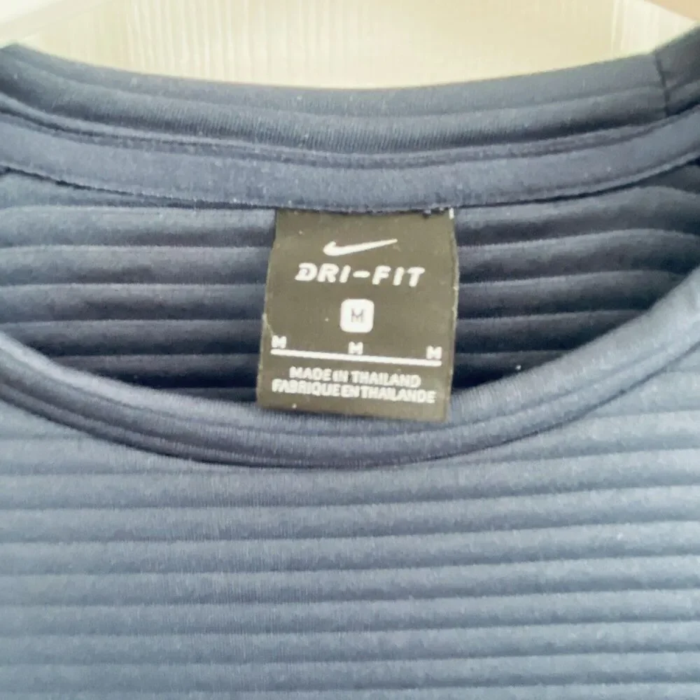 Nike Sweatshirt Dri Fit Shirt Womens Just Do It Size M Knit Ribbed Navy Pockets